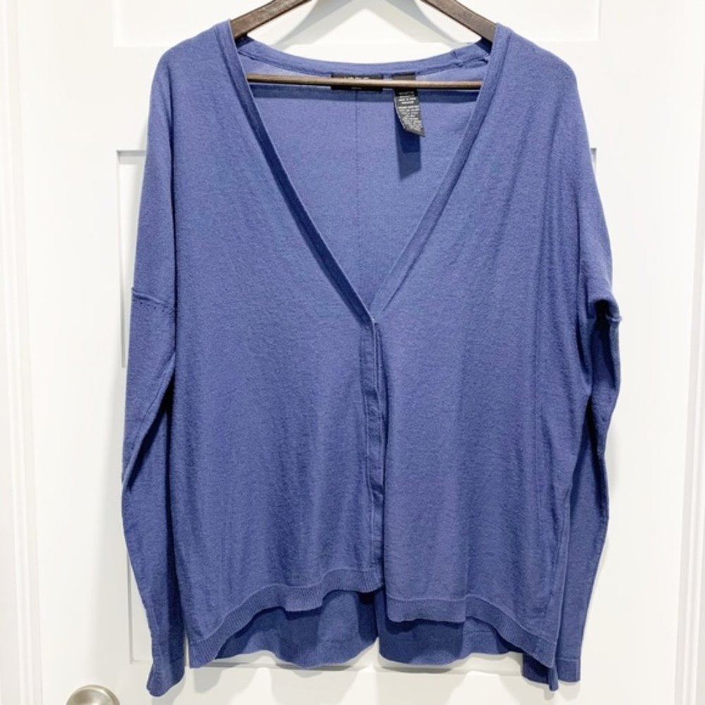 Verve Ami Blue Hi-Low Oversized Cardigan Sweater